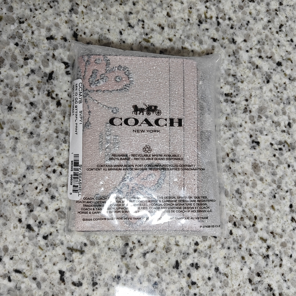 Coach Mini Skinny Id Case With Butterfly Print (Pink) - Picture 3 of 5